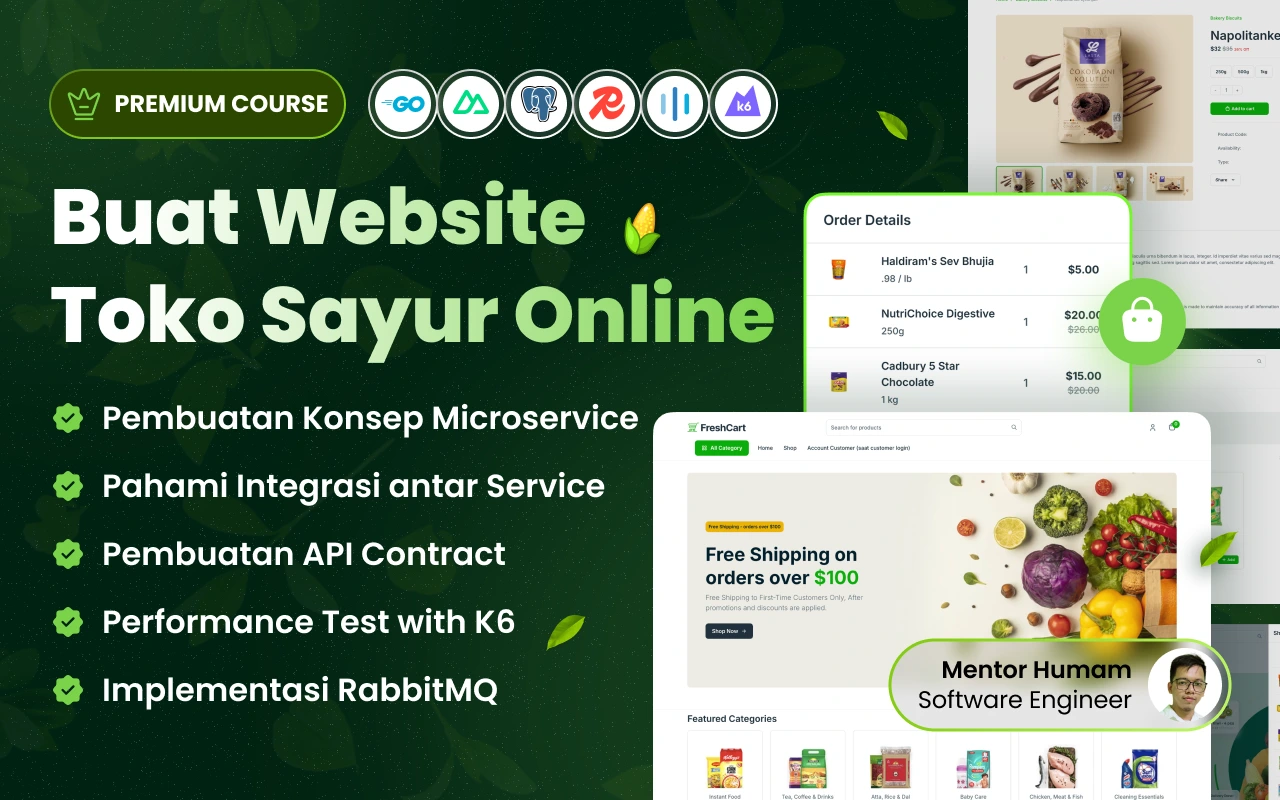 Kelas eCommerce Sayur dengan Golang & Nuxt.js di BuildWithAngga
